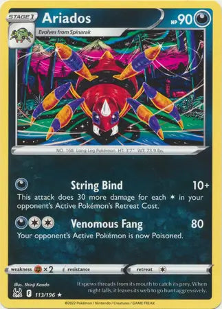 Ariados 113, Lost Origin | Sword & Shield, , 0.00 kr, Pokesingles. Kjøp pokemon kort til lave priser hos oss.