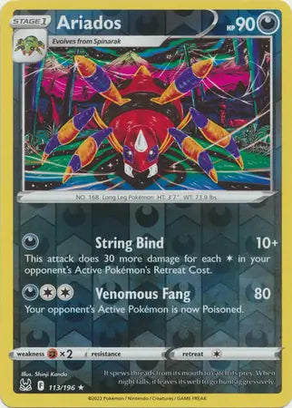 Ariados Reverse Holo 113, Lost Origin | Sword & Shield, , 0.00 kr, Pokesingles. Kjøp pokemon kort til lave priser hos oss.