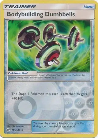 Bodybuilding Dumbbells Reverse Holo 113 - Burning Shadows Pokesingles