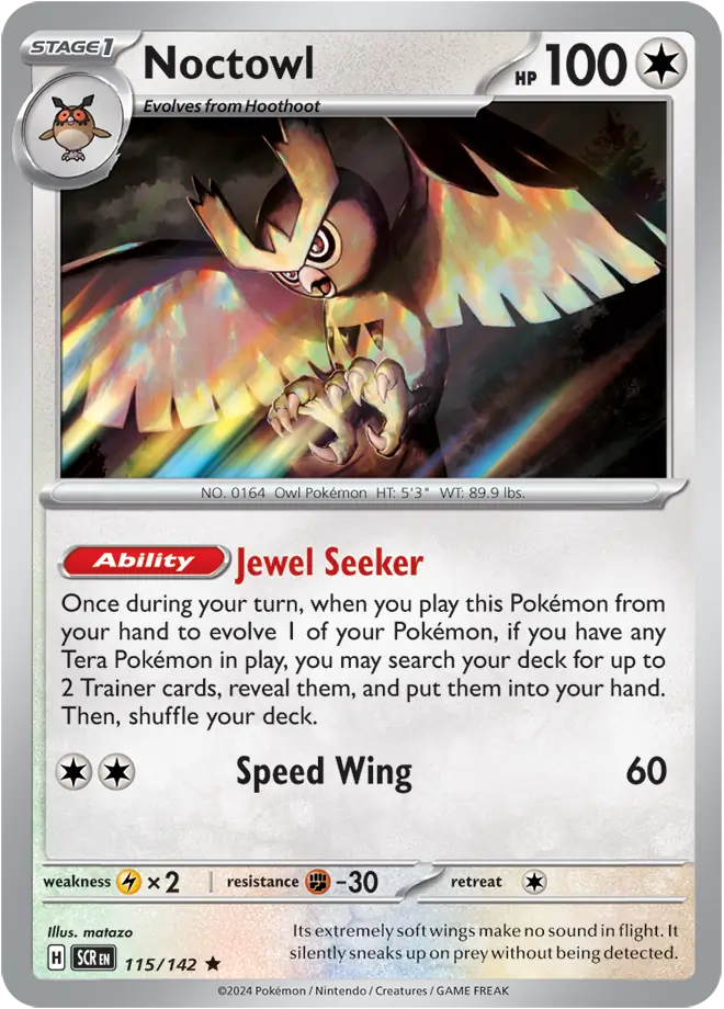 Noctowl Holo Rare 115 - Stellar Crown Pokesingles