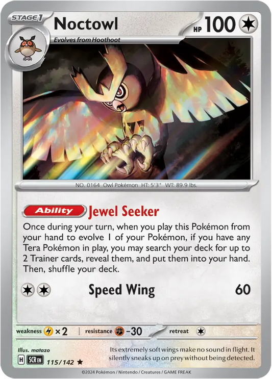Noctowl Holo Rare 115 - Stellar Crown Pokesingles