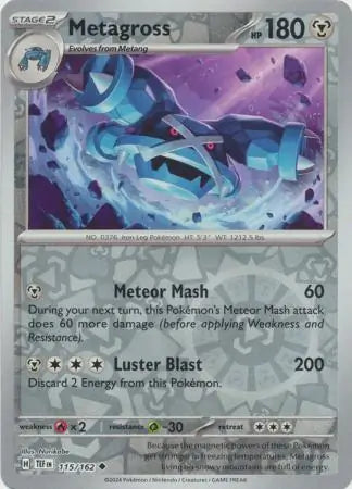 115 Metagross - Reverse Holo, Temporal Forces | Scarlet & Violet, reverse, 4.00 kr, Pokesingles. Kjøp pokemon kort til lave priser hos oss.