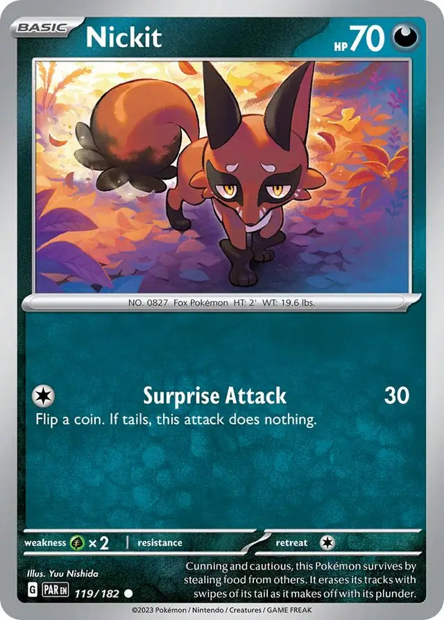 119 Nickit, Paradox Rift, nonholo, 2.00 kr, Pokesingles. Kjøp pokemon kort til lave priser hos oss.