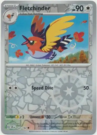 Fletchinder Reverse Holo 122 - Stellar Crown Pokesingles