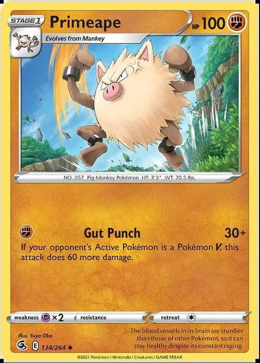 Primeape 134, Fusion Strike | Sword & Shield, , 0.00 kr, Pokesingles. Kjøp pokemon kort til lave priser hos oss.