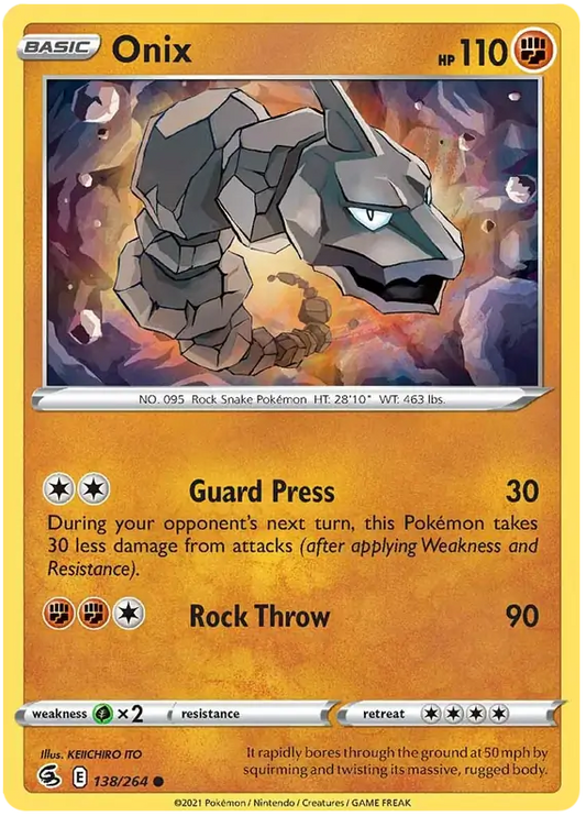 Onix 138, Fusion Strike | Sword & Shield, , 0.00 kr, Pokesingles. Kjøp pokemon kort til lave priser hos oss.
