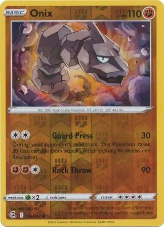 Onix Reverse Holo 138, Fusion Strike | Sword & Shield, , 0.00 kr, Pokesingles. Kjøp pokemon kort til lave priser hos oss.