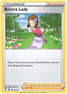 Aroma Lady 141, Evolving Skies | Sword & Shield, trainer, 5.00 kr, Pokesingles. Kjøp pokemon kort til lave priser hos oss.