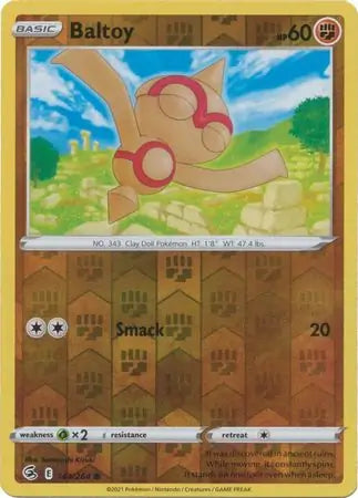 Baltoy Reverse Holo 144, Fusion Strike | Sword & Shield, , 0.00 kr, Pokesingles. Kjøp pokemon kort til lave priser hos oss.
