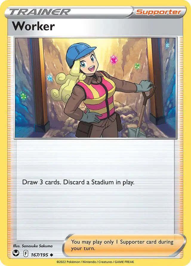 Worker 167, Silver Tempest | Sword & Shield, , 0.00 kr, Pokesingles. Kjøp pokemon kort til lave priser hos oss.