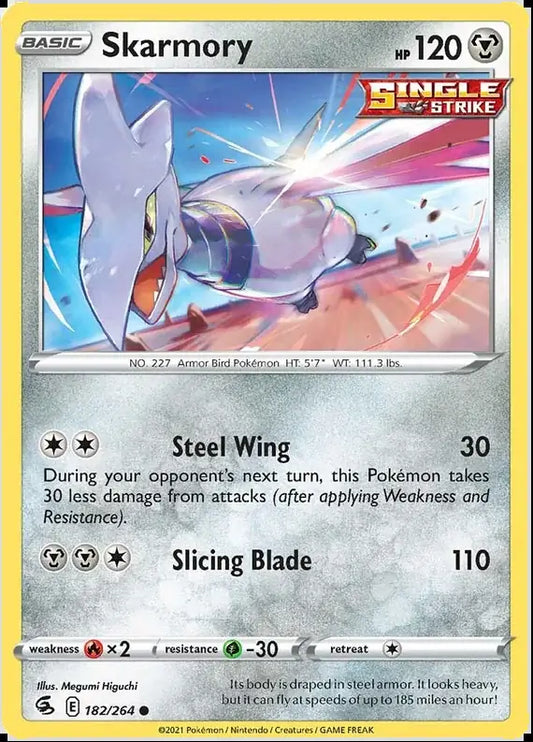 Skarmory 182, Fusion Strike | Sword & Shield, , 0.00 kr, Pokesingles. Kjøp pokemon kort til lave priser hos oss.