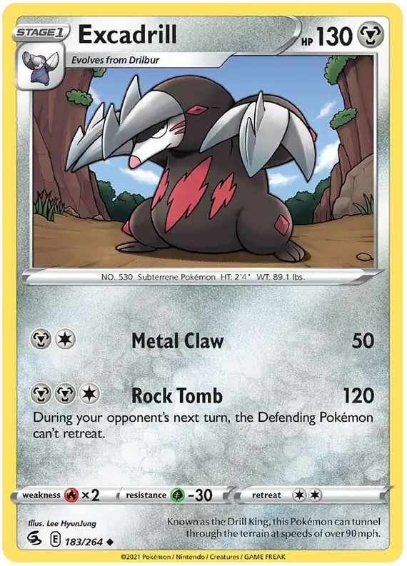 Excadrill 183, Fusion Strike | Sword & Shield, , 0.00 kr, Pokesingles. Kjøp pokemon kort til lave priser hos oss.