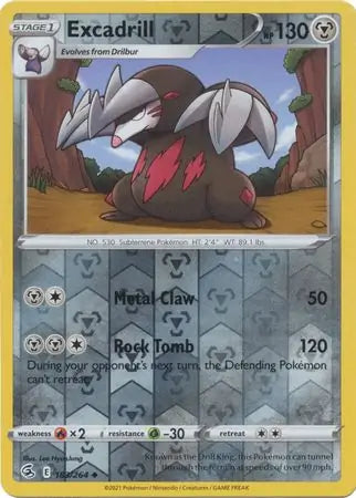 Excadrill Reverse Holo 183, Fusion Strike | Sword & Shield, , 0.00 kr, Pokesingles. Kjøp pokemon kort til lave priser hos oss.