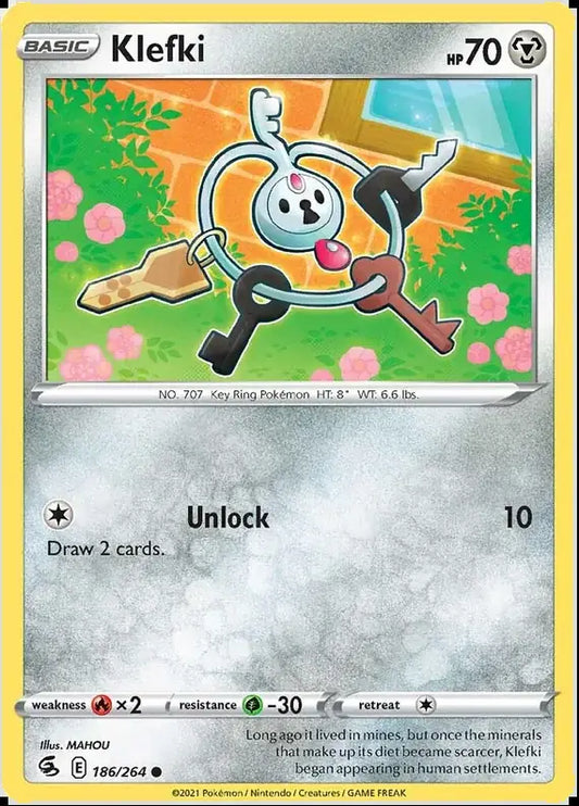 Klefki 186, Fusion Strike | Sword & Shield, , 0.00 kr, Pokesingles. Kjøp pokemon kort til lave priser hos oss.