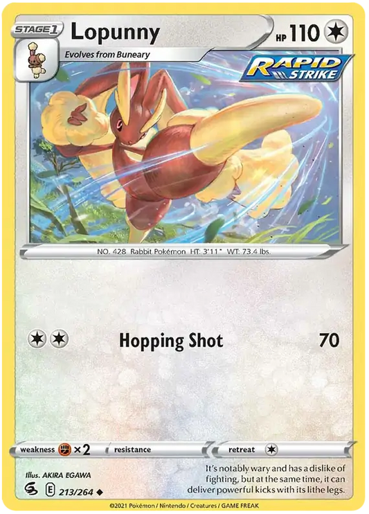 Lopunny 213, Fusion Strike | Sword & Shield, , 0.00 kr, Pokesingles. Kjøp pokemon kort til lave priser hos oss.