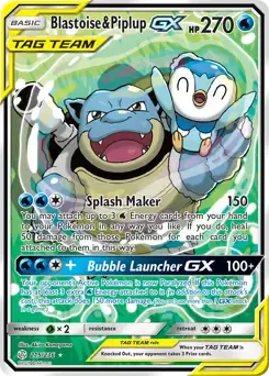 Full Art Blastoise & Piplup GX 215 - Cosmic Eclipse Pokesingles