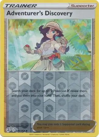 Adventurer's Discovery Reverse Holo 224, Fusion Strike | Sword & Shield, trainer, 2.00 kr, Pokesingles. Kjøp pokemon kort til lave priser hos oss.
