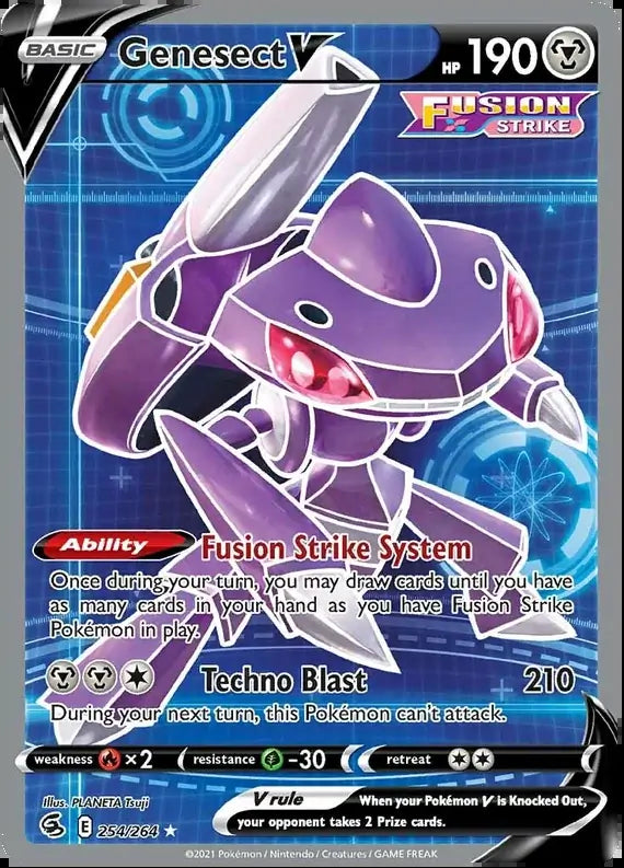 Genesect V Full Art 254, Fusion Strike | Sword & Shield, , 0.00 kr, Pokesingles. Kjøp pokemon kort til lave priser hos oss.