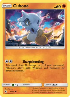 Cubone 37, Hidden Fates | Sun & Moon, nonholo, 3.00 kr, Pokesingles. Kjøp pokemon kort til lave priser hos oss.