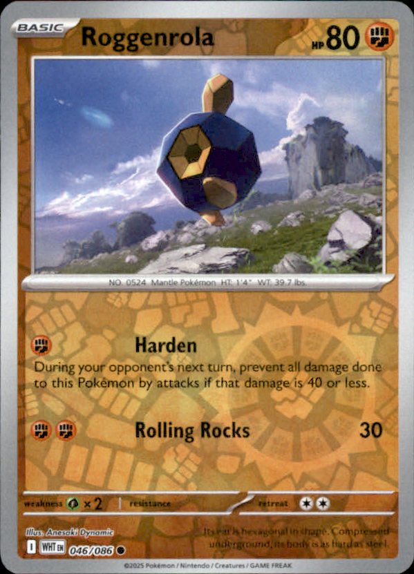 Roggenrola Reverse Holo 046 - White Flare Pokesingles