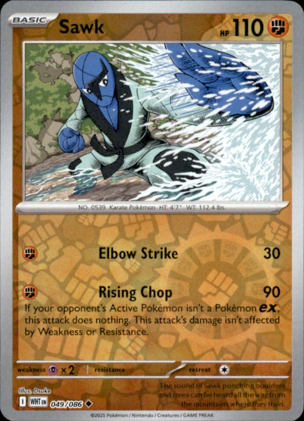 Sawk Reverse Holo 049 - White Flare Pokesingles
