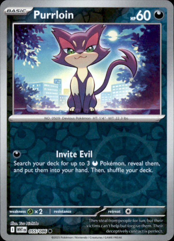 Purrloin Reverse Holo 055 - White Flare Pokesingles