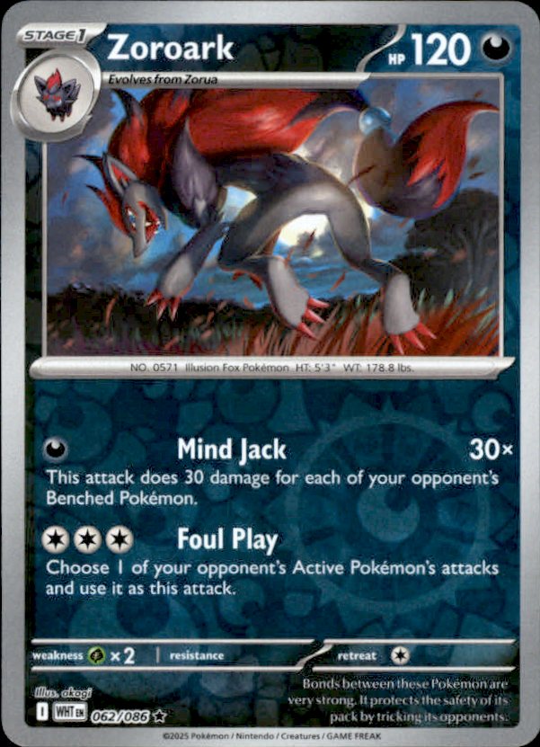 Zoroark Reverse Holo 062 - White Flare Pokesingles