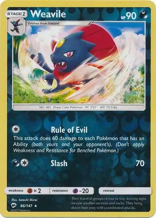 Weavile Reverse Holo 86 - Burning Shadows Pokesingles