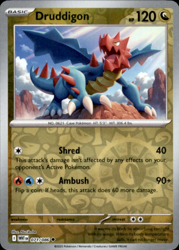 Druddigon Reverse Holo 071 - White Flare Pokesingles