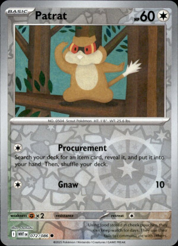 Patrat Reverse Holo 072 - White Flare Pokesingles