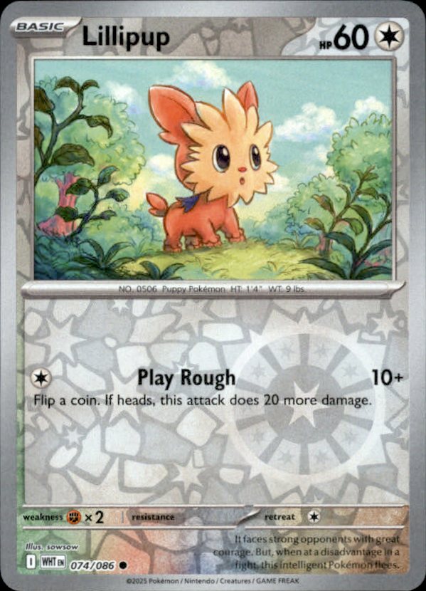 Lillipup Reverse Holo 074 - White Flare Pokesingles