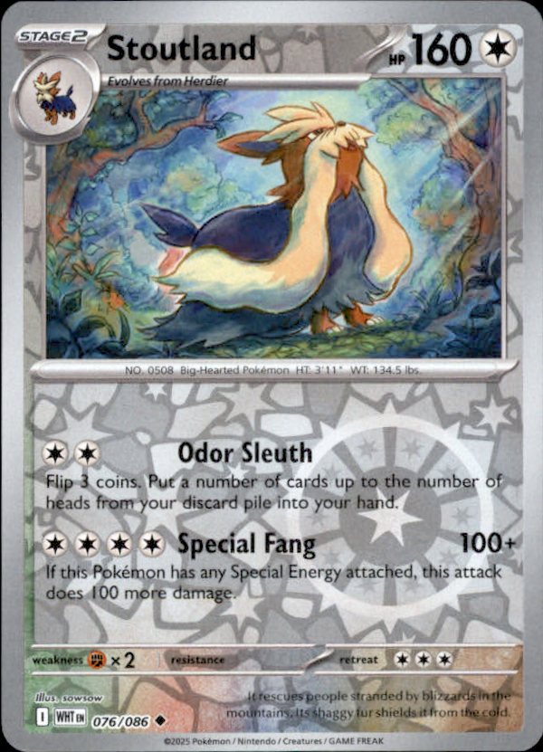 Stoutland Reverse Holo 076 - White Flare Pokesingles