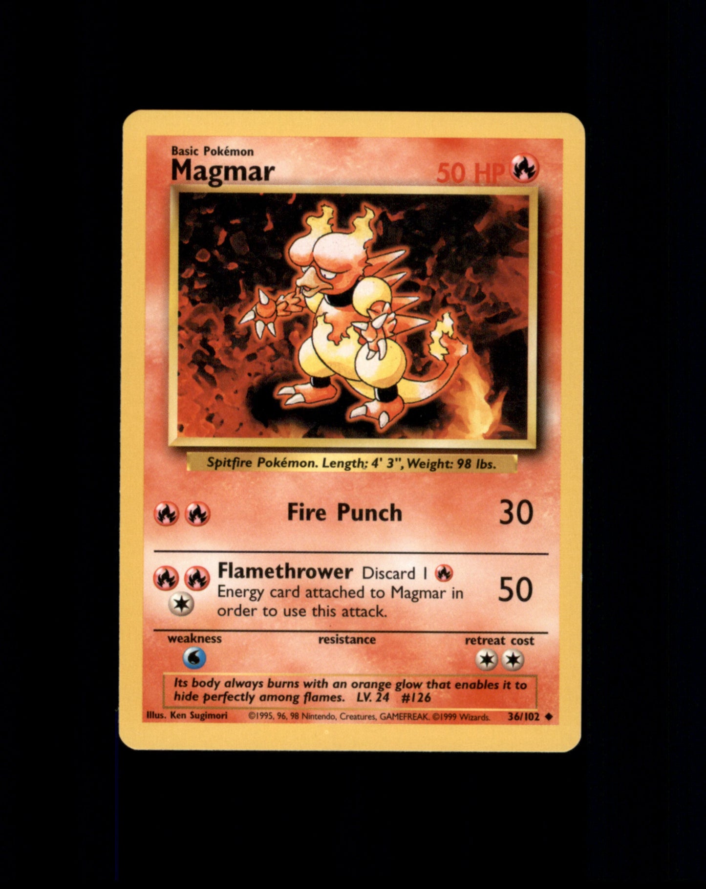 *SE BILDE FOR TILSTAND* Magmar #36 Pokemon Base Set Pokesingles