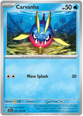 042 Carvanha, Temporal Forces | Scarlet & Violet, nonholo, 2.00 kr, Pokesingles. Kjøp pokemon kort til lave priser hos oss.