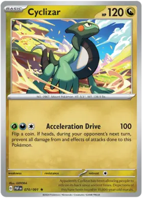 070 Cyclizar - Holo Rare, Paldean Fates, holo, 5.00 kr, Pokesingles. Kjøp pokemon kort til lave priser hos oss.