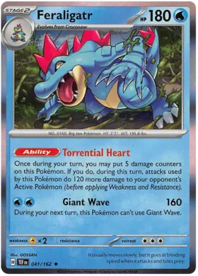 041 Feraligatr Holo Rare, Temporal Forces | Scarlet & Violet, holo, 6.00 kr, Pokesingles. Kjøp pokemon kort til lave priser hos oss.