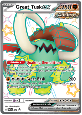 072 Great Tusk ex, Scarlet & Violet | Promos, ex,promo, 25.00 kr, Pokesingles. Kjøp pokemon kort til lave priser hos oss.