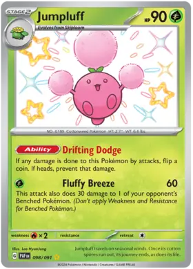098 Jumpluff, Paldean Fates, secret, 80.00 kr, Pokesingles. Kjøp pokemon kort til lave priser hos oss.