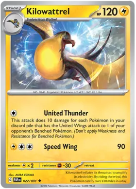 022 Kilowattrel, Paldean Fates, nonholo, 2.00 kr, Pokesingles. Kjøp pokemon kort til lave priser hos oss.