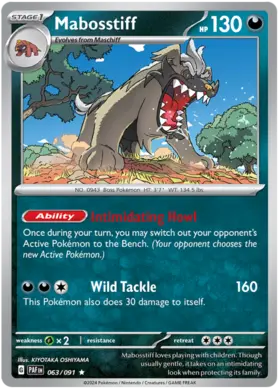 063 Mabosstiff - Holo Rare, Paldean Fates, holo, 5.00 kr, Pokesingles. Kjøp pokemon kort til lave priser hos oss.