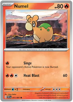 011 Numel, Paldean Fates, nonholo, 2.00 kr, Pokesingles. Kjøp pokemon kort til lave priser hos oss.