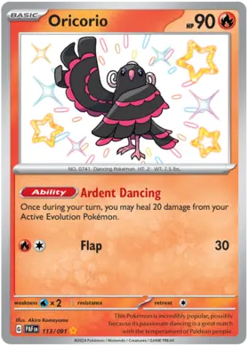 113 Oricorio, Paldean Fates, secret, 100.00 kr, Pokesingles. Kjøp pokemon kort til lave priser hos oss.