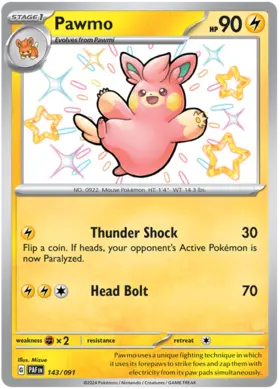 143 Pawmo, Paldean Fates, secret, 100.00 kr, Pokesingles. Kjøp pokemon kort til lave priser hos oss.