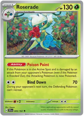 009 Roserade, Temporal Forces | Scarlet & Violet, nonholo, 2.00 kr, Pokesingles. Kjøp pokemon kort til lave priser hos oss.