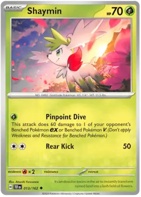 013 Shaymin, Temporal Forces | Scarlet & Violet, nonholo, 2.00 kr, Pokesingles. Kjøp pokemon kort til lave priser hos oss.
