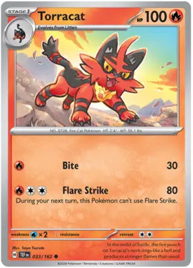 033 Torracat, Temporal Forces | Scarlet & Violet, nonholo, 2.00 kr, Pokesingles. Kjøp pokemon kort til lave priser hos oss.