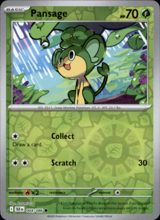 Pansage Reverse Holo 004 - Black Bolt Pokesingles