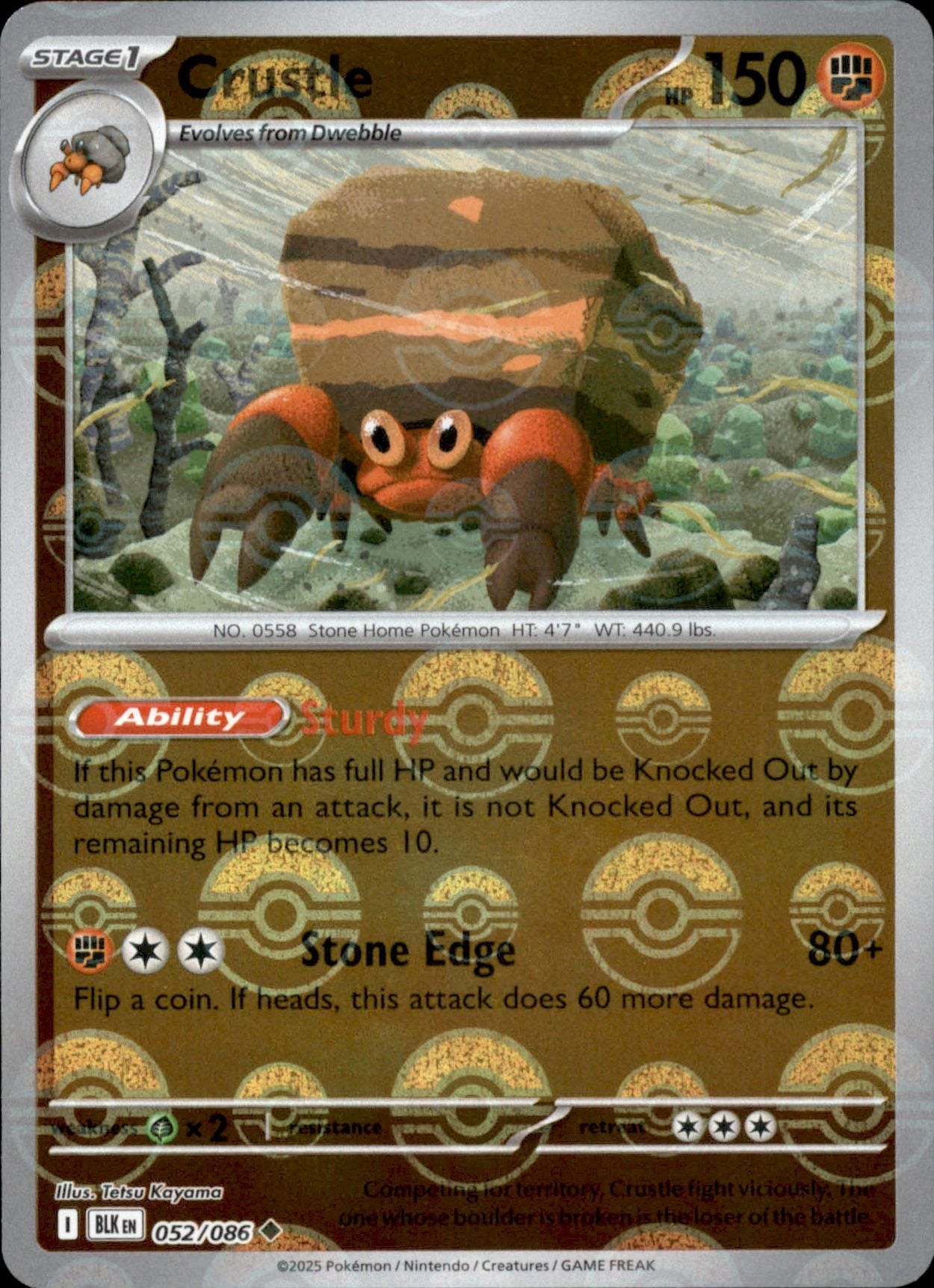 Crustle Poke ball Holo 052 - Black Bolt Pokesingles