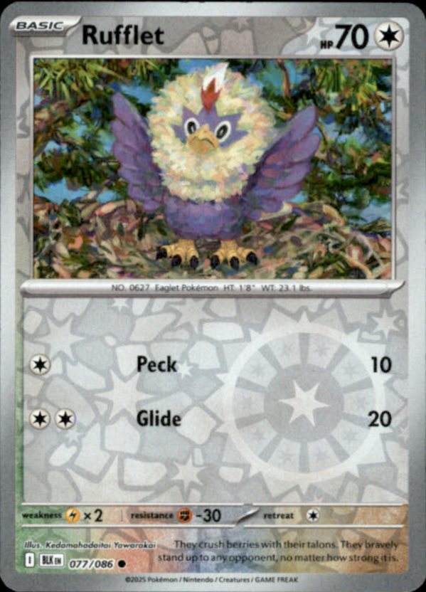 Rufflet Reverse Holo 077 - Black Bolt Pokesingles