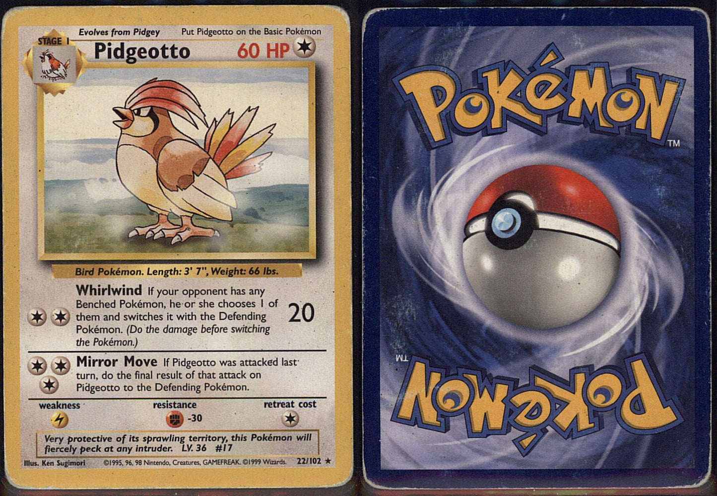 Pidgeotto 22/102 / Base Set Unlimited (SE BILDE FOR TILSTAND) Pokesingles